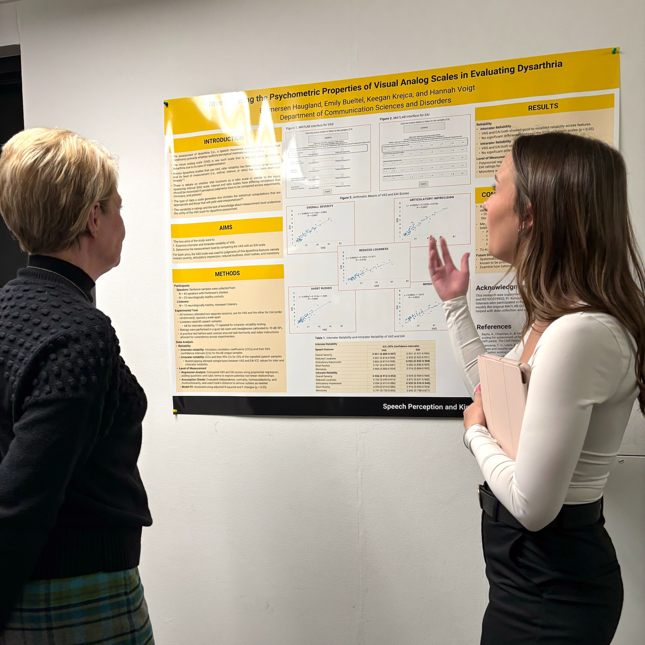 Emily Bueltel presents her poster to Dr. Tena McNamara